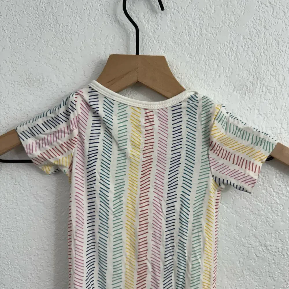 Kyte Baby Round Neck Short Sleeve Bodysuit Striped Rainbow Herringbone 18-24M